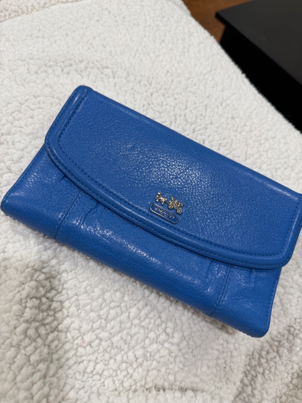 Coach Blue Leather Foldover Wallet